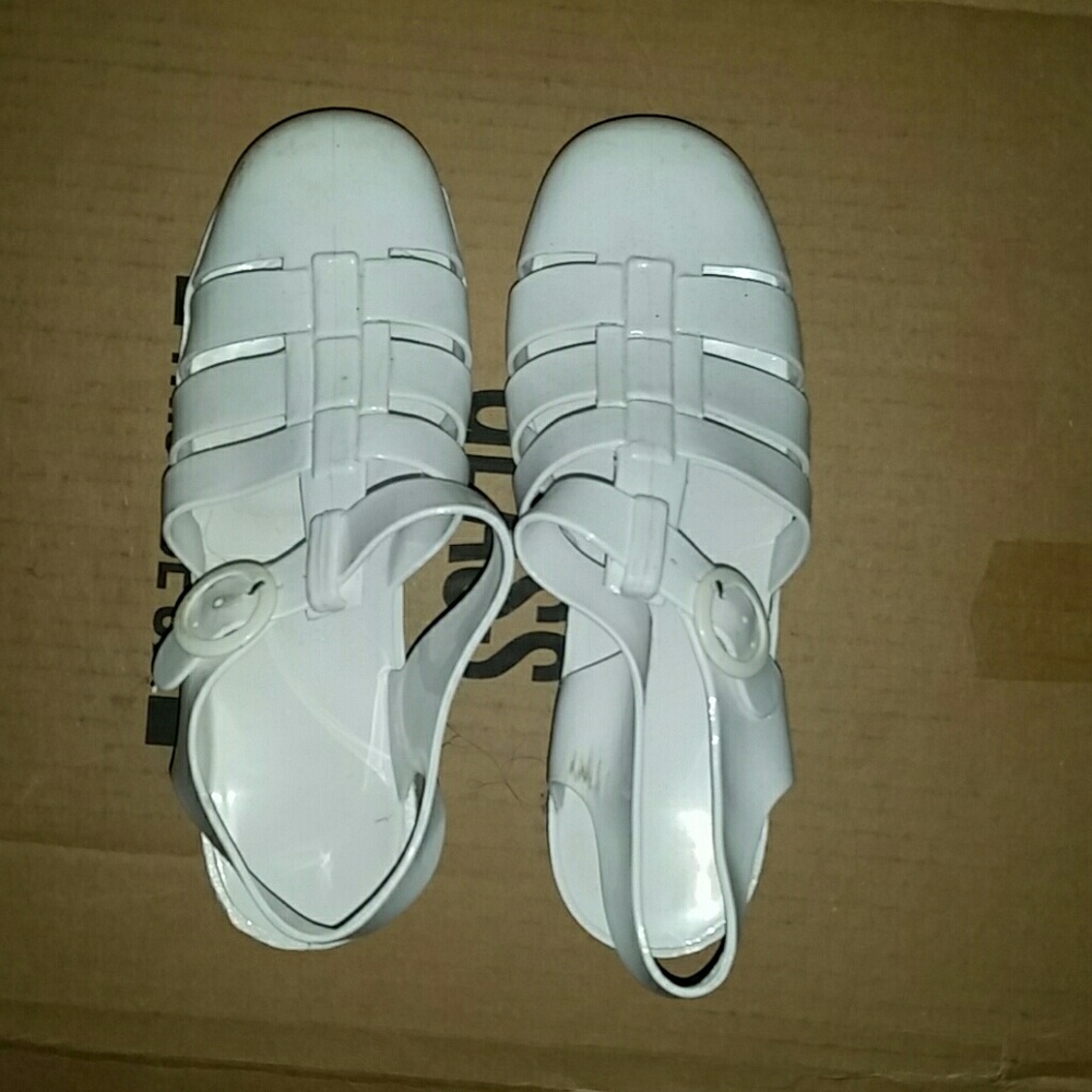 American Apparel white heeled jelly sandals